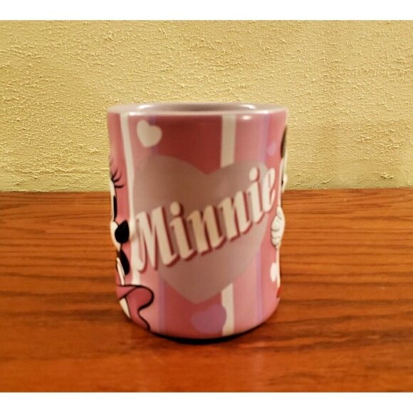 Vintage Minnie Mouse Hearts Disney Mug Coffee Tea Pink and Lavender Embossed - Picture 5 of 7